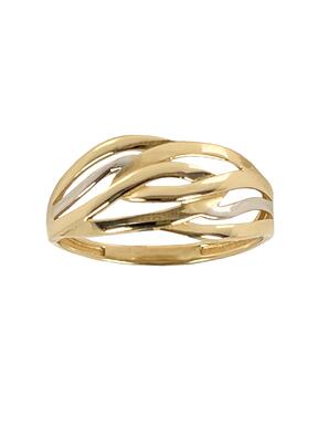 Tweekleurige glanzende gouden ring
