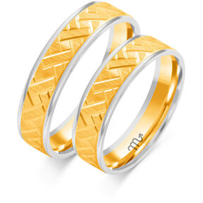 Two-tone gold hoops with matting and engraving