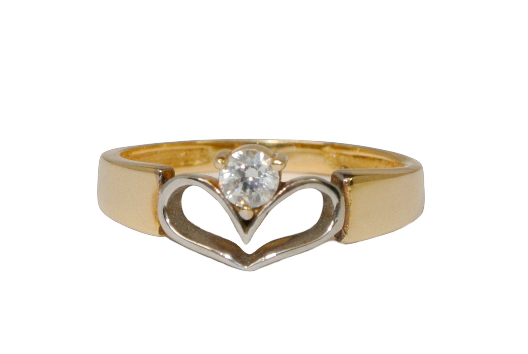 Two-tone gold ring with zircon