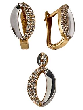 Two-tone gold set with zircons