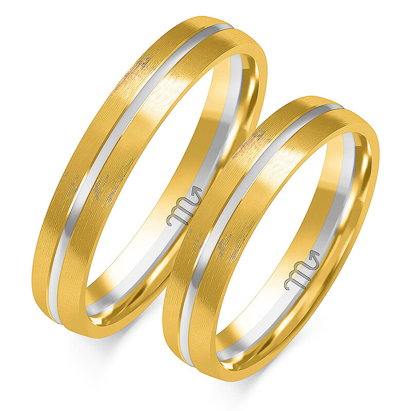 Two-tone matting wedding rings
