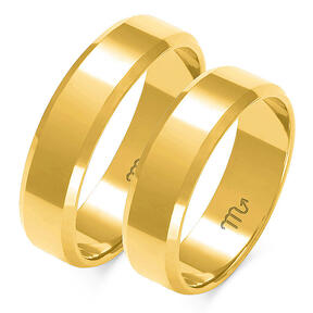 Two-tone wedding rings with a phased profile