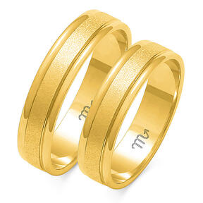 Two-tone wedding rings with sandblasting
