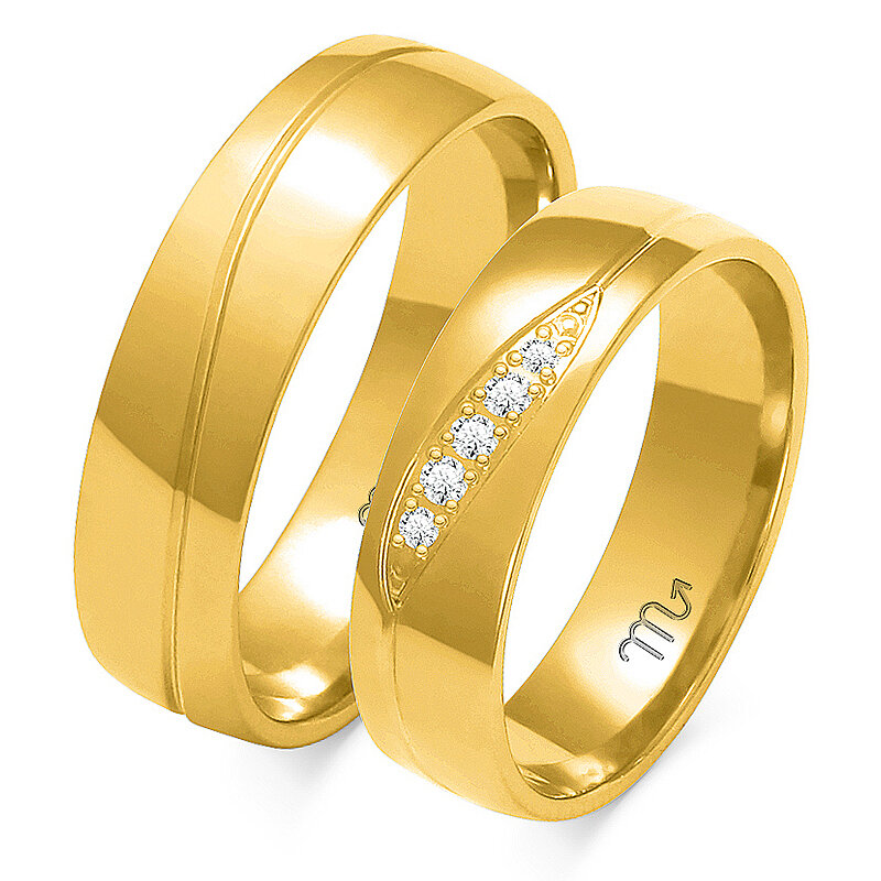 Večbarvni poročni prstani s pol okroglim profilom