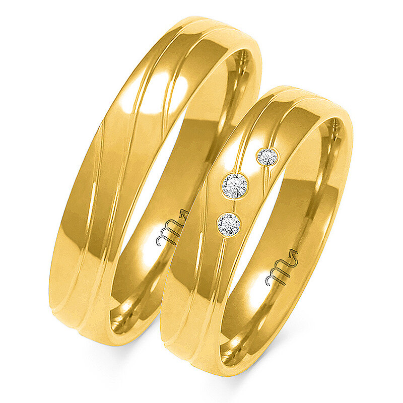 Večbarvni poročni prstani s pol okroglim profilom