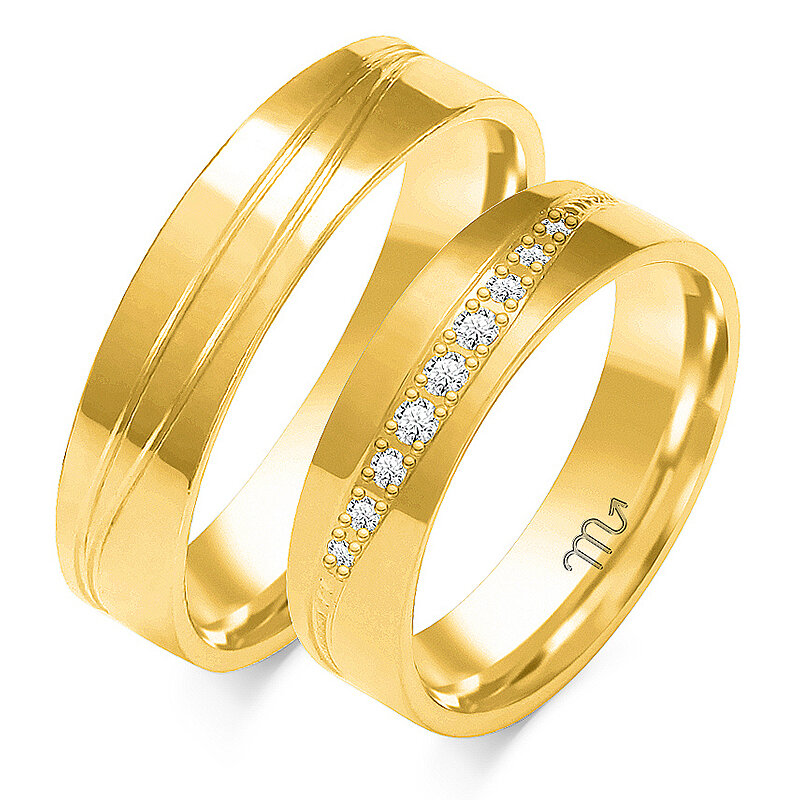 Večbarvni sijoči gravirani poročni prstani z kamenčki