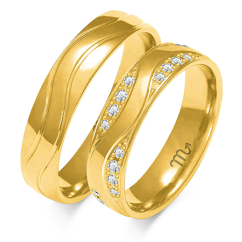 Večbarvni sijoči poročni prstani z kamenčki