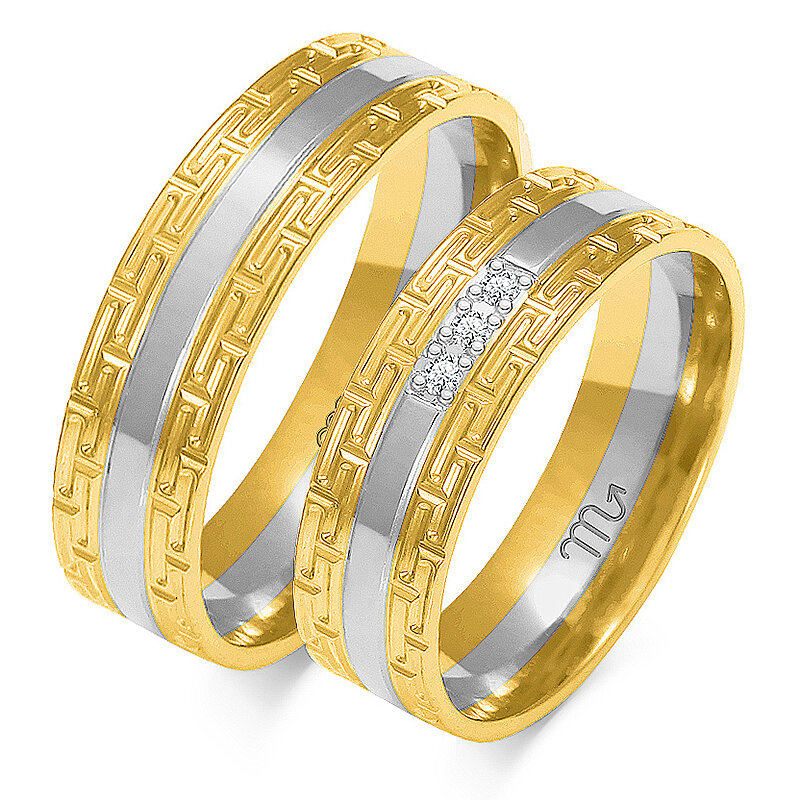 Vestuviniai žiedai su senoviniais raštais ir kalnų krištolais