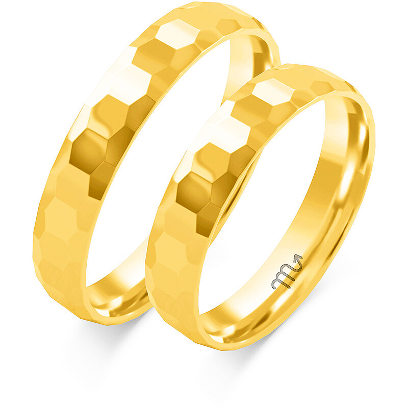 Vienspalviai vestuviniai žiedai pusiau apvaliu profiliu