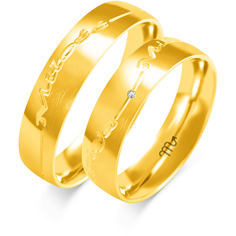 Vjenčano prstenje mat gravirano kamenom