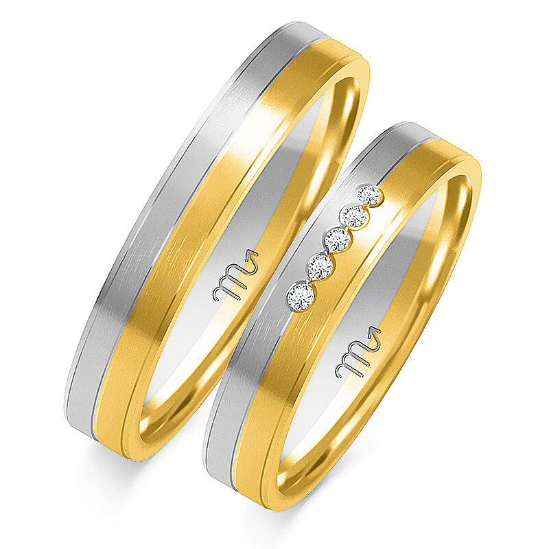 Vjenčano prstenje s matiranom i pet kamenčića