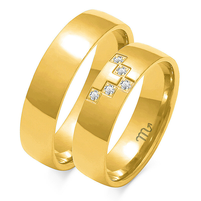 Vjenčano prstenje s pet kvadrata i sjajnim kamenčićima