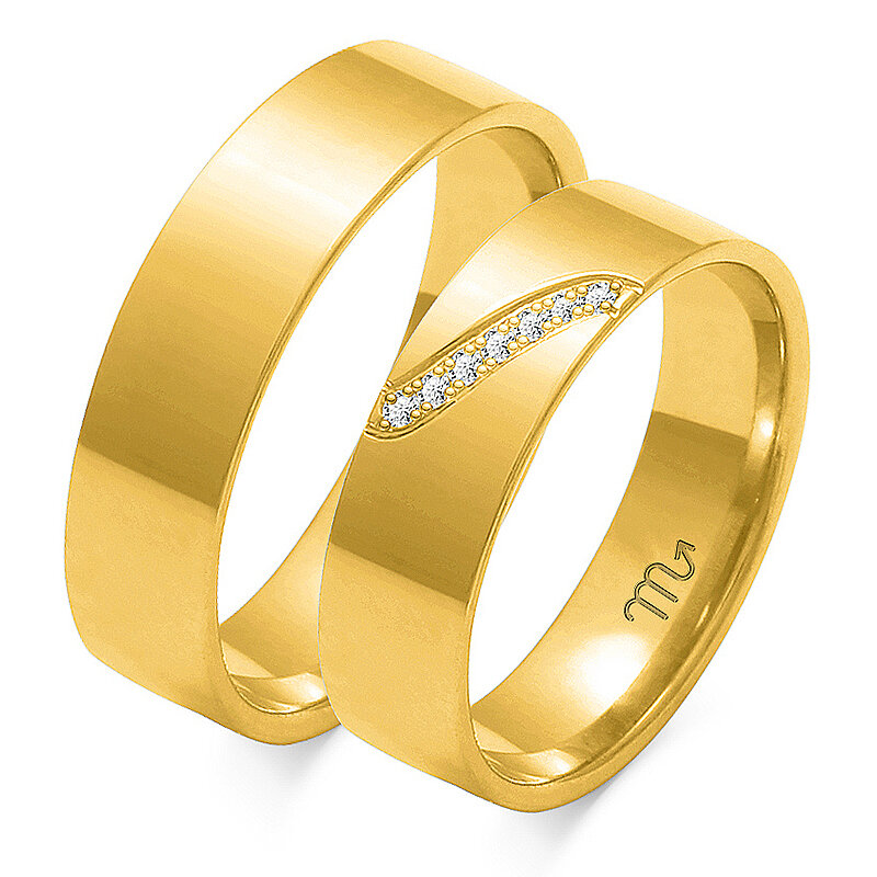 Vjenčano prstenje sa sedam kamenčića sjajno ravno