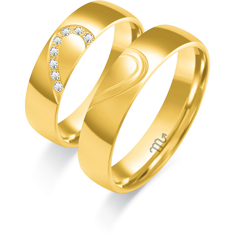 Vjenčano prstenje sa srcem i poluokruglim profilom