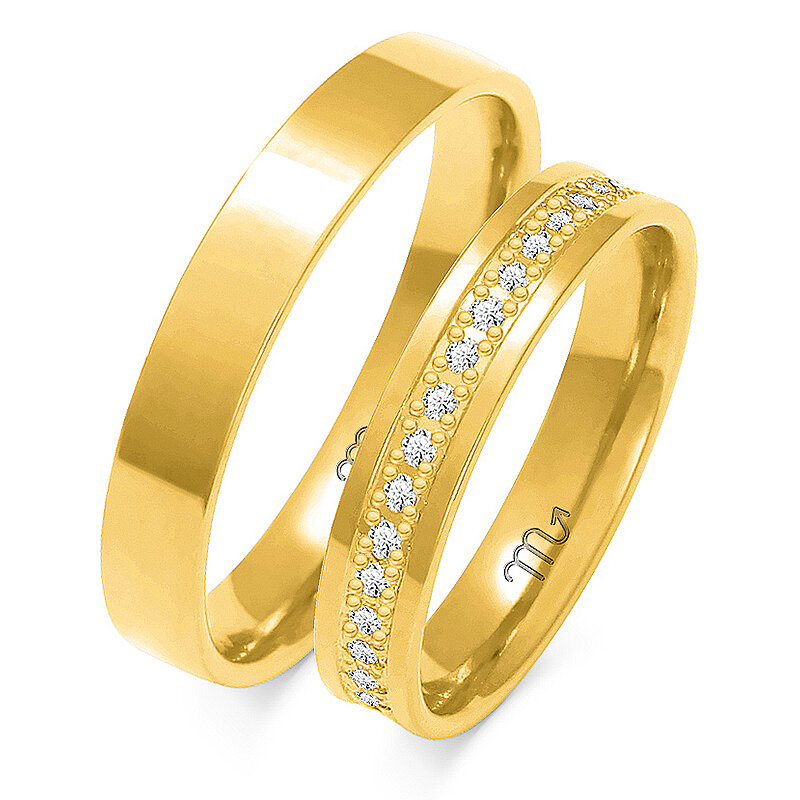 Vjenčano prstenje sjajno s dvobojnim kamenčićima