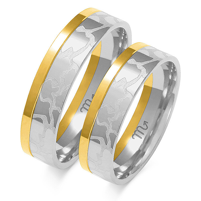 Wedding rings combined with matte patterns