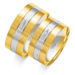 Wedding rings matte engraved with stones