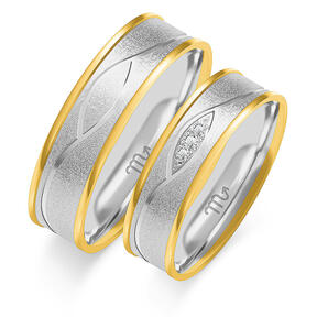 Wedding rings sandblasted with stones