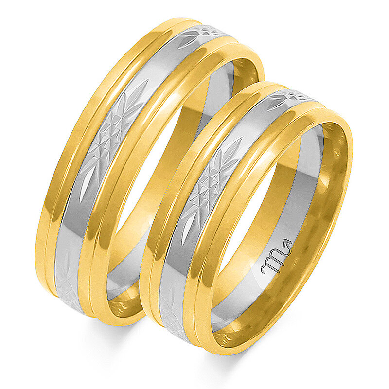 Wedding rings shiny engraved