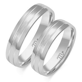 Wedding rings shiny with a matte line, two-tone