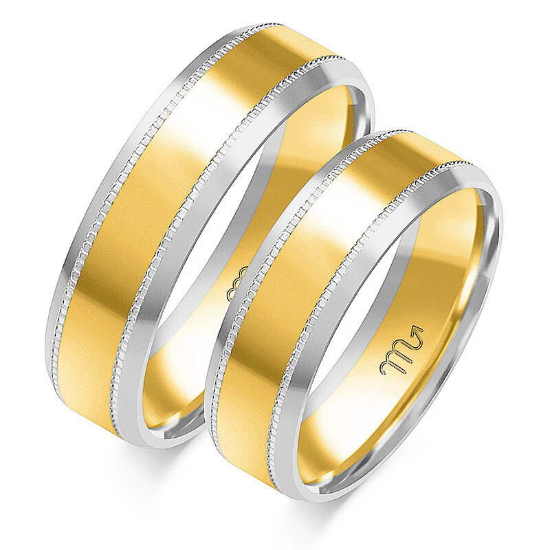 Wedding rings with a phased profile shiny