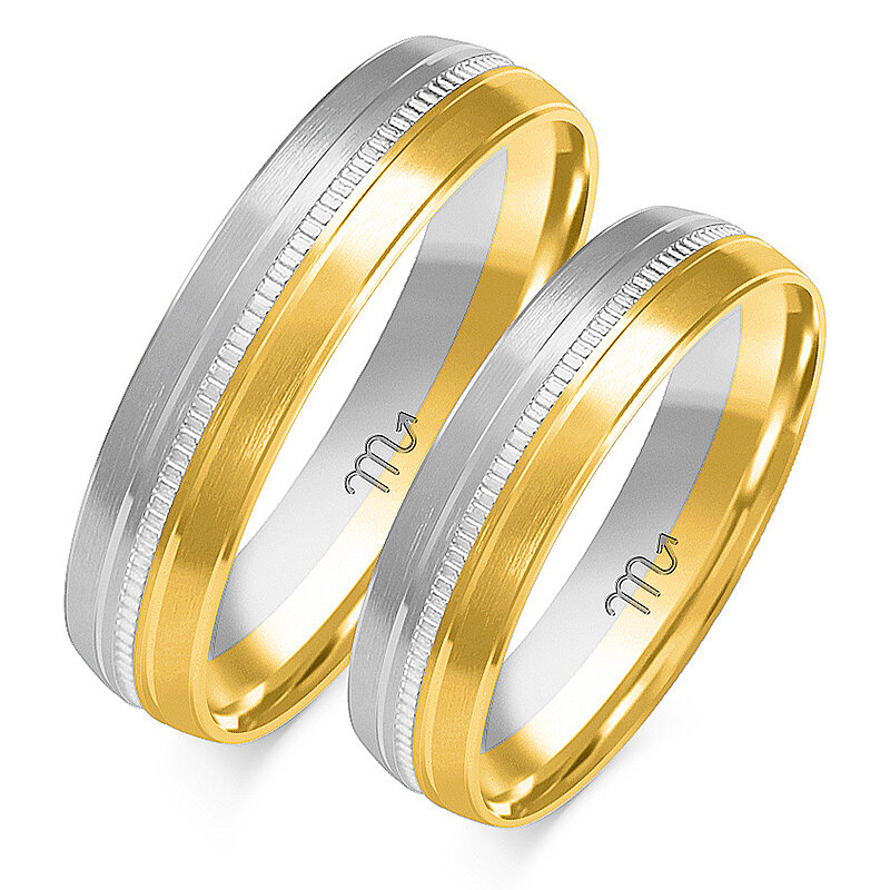 Wedding rings with matting and a semi-round profile