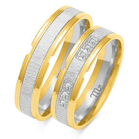 Wedding rings with matting and rhinestones