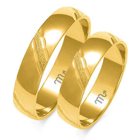 Wedding rings with sandblasting and semi-round profile