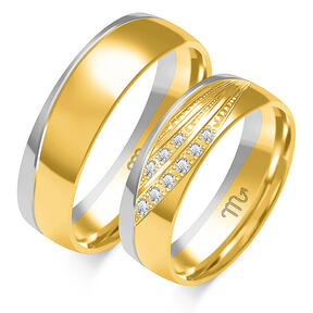 Wedding rings with semi-round profile and waves