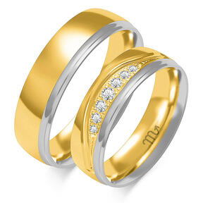 Wedding rings with semi-round profile shiny