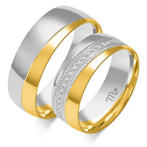 Wedding rings with stones engraved