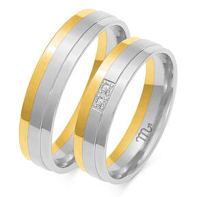 Wedding rings with two shiny stones