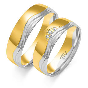 Wedding rings with waves and dolphin engraving