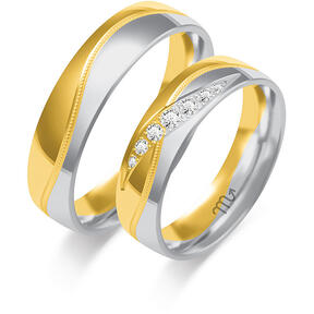 Wedding rings with waves and semi-round profile