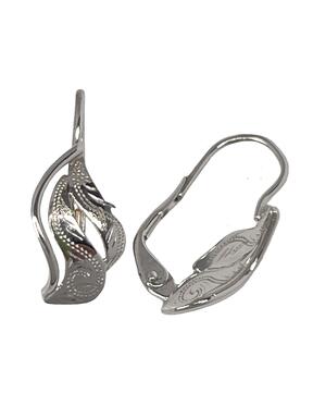 White gold earrings with an attractive Leaf engraving