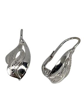 White gold earrings with attractive engraving
