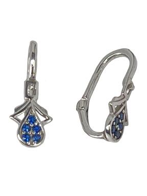 White gold earrings with blue zircons for babies