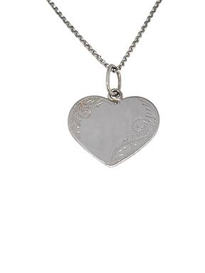 White gold heart with engraving