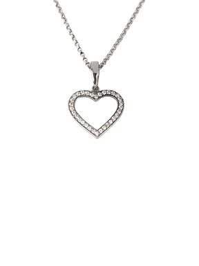 White gold pendant Heart with zircons