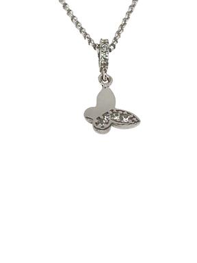 White gold pendant with zircons Butterfly