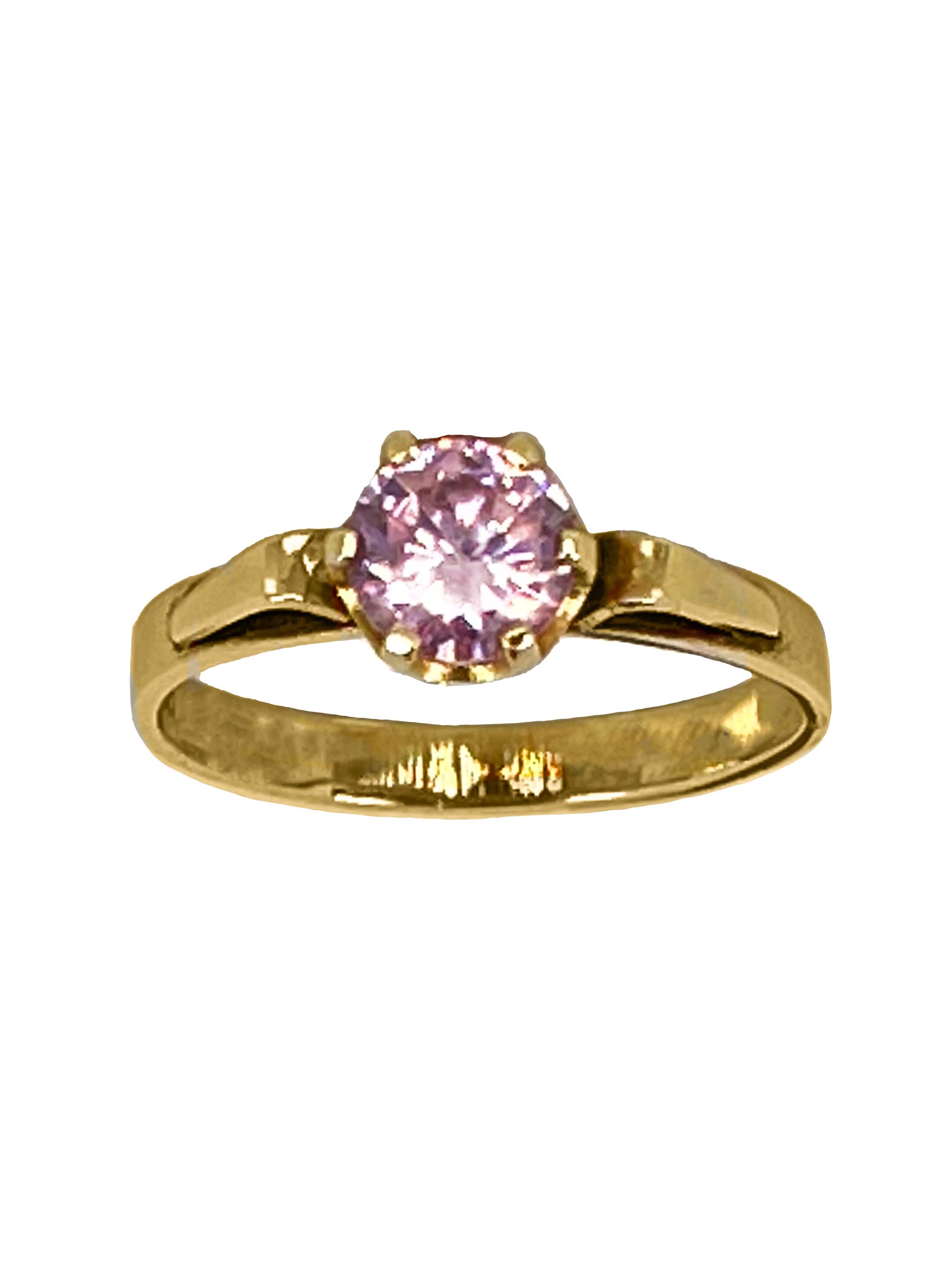 Χρυσό δαχτυλίδι με ροζ ζιργκόν
