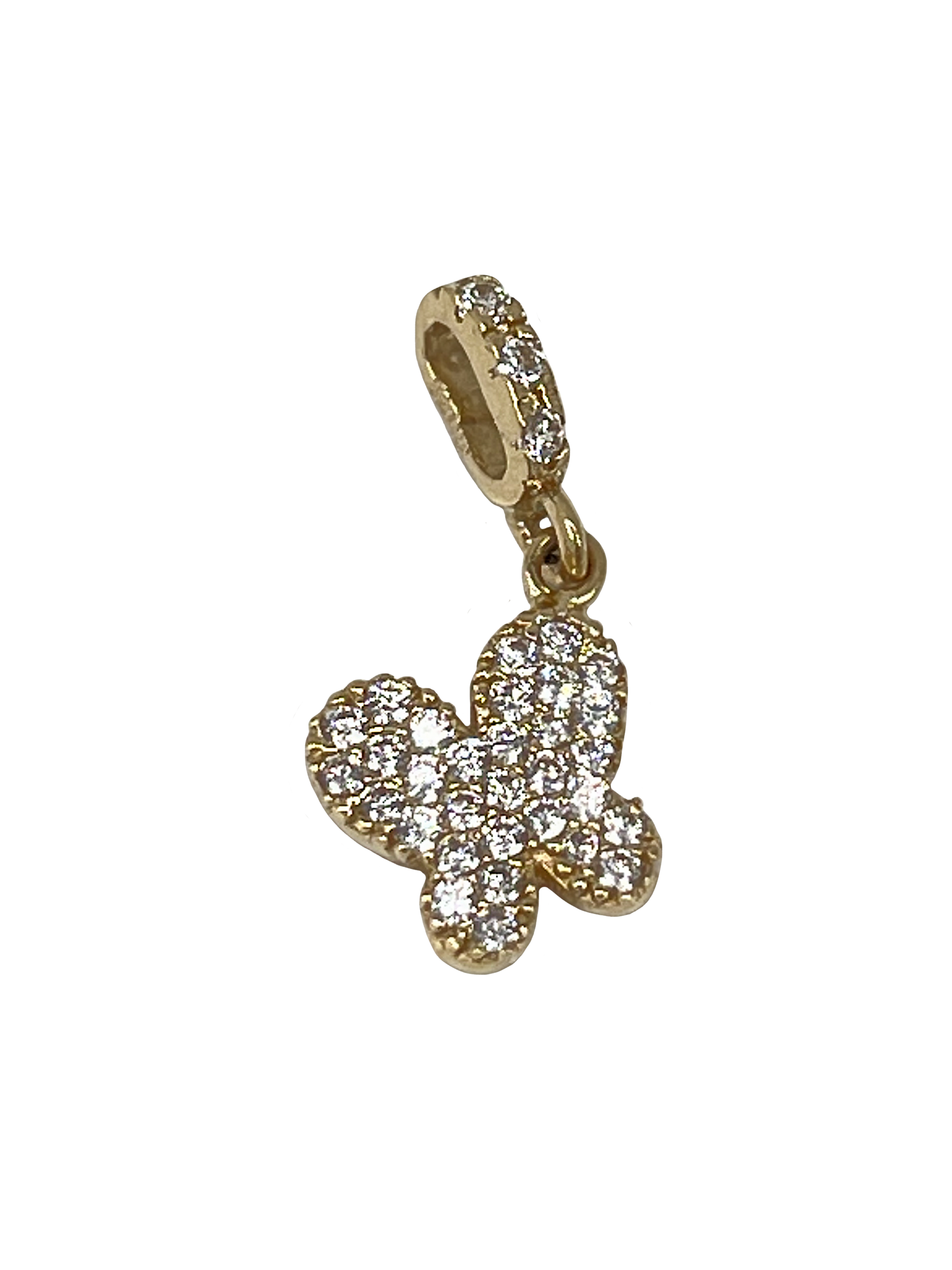 Yellow gold butterfly pendant with zircons