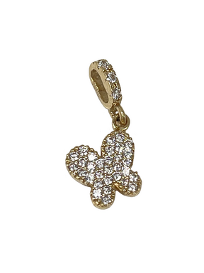 Yellow gold butterfly pendant with zircons