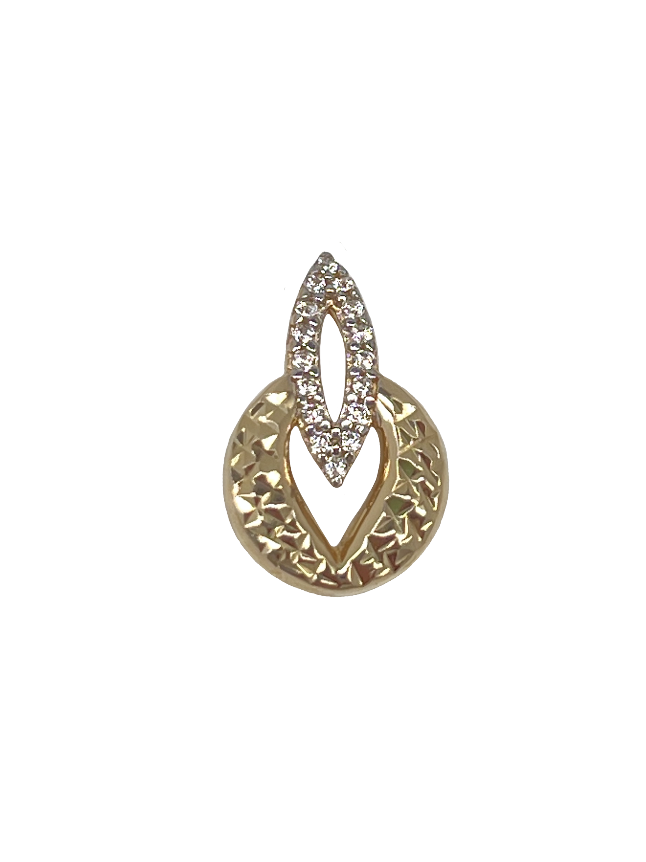 Yellow gold pendant with engraving and zircons