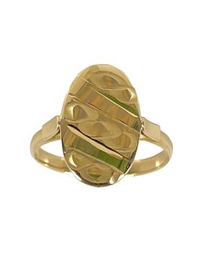 Yellow gold ring engraved with matting