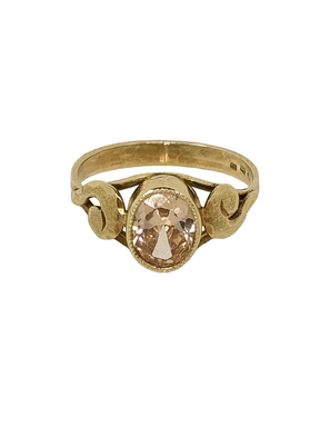 Yellow gold ring with Champagne zircon