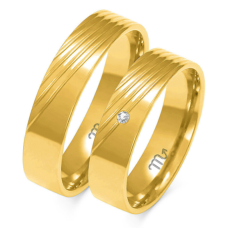 Zelta divkrāsu gredzeni ar gravējumu