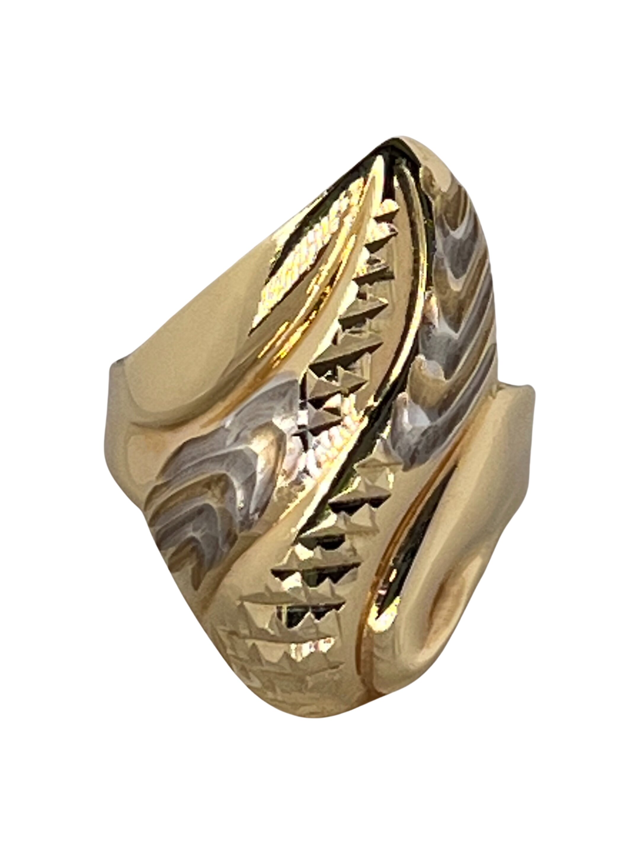 Zelta divkrāsu gredzens ar Panamas gravējumu
