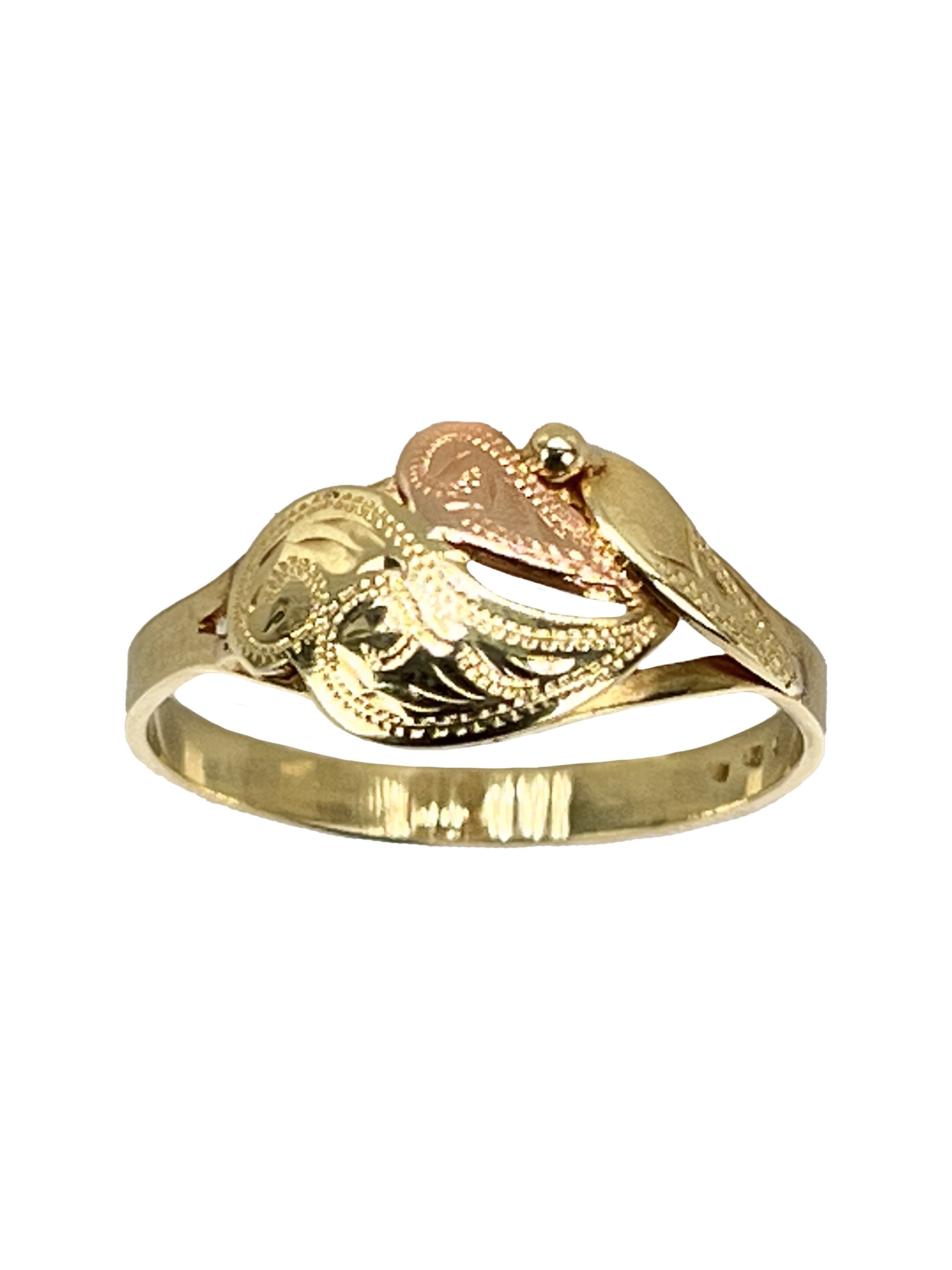 Zelta gredzens ar rozā zelta ķēdīti ar gravējumu