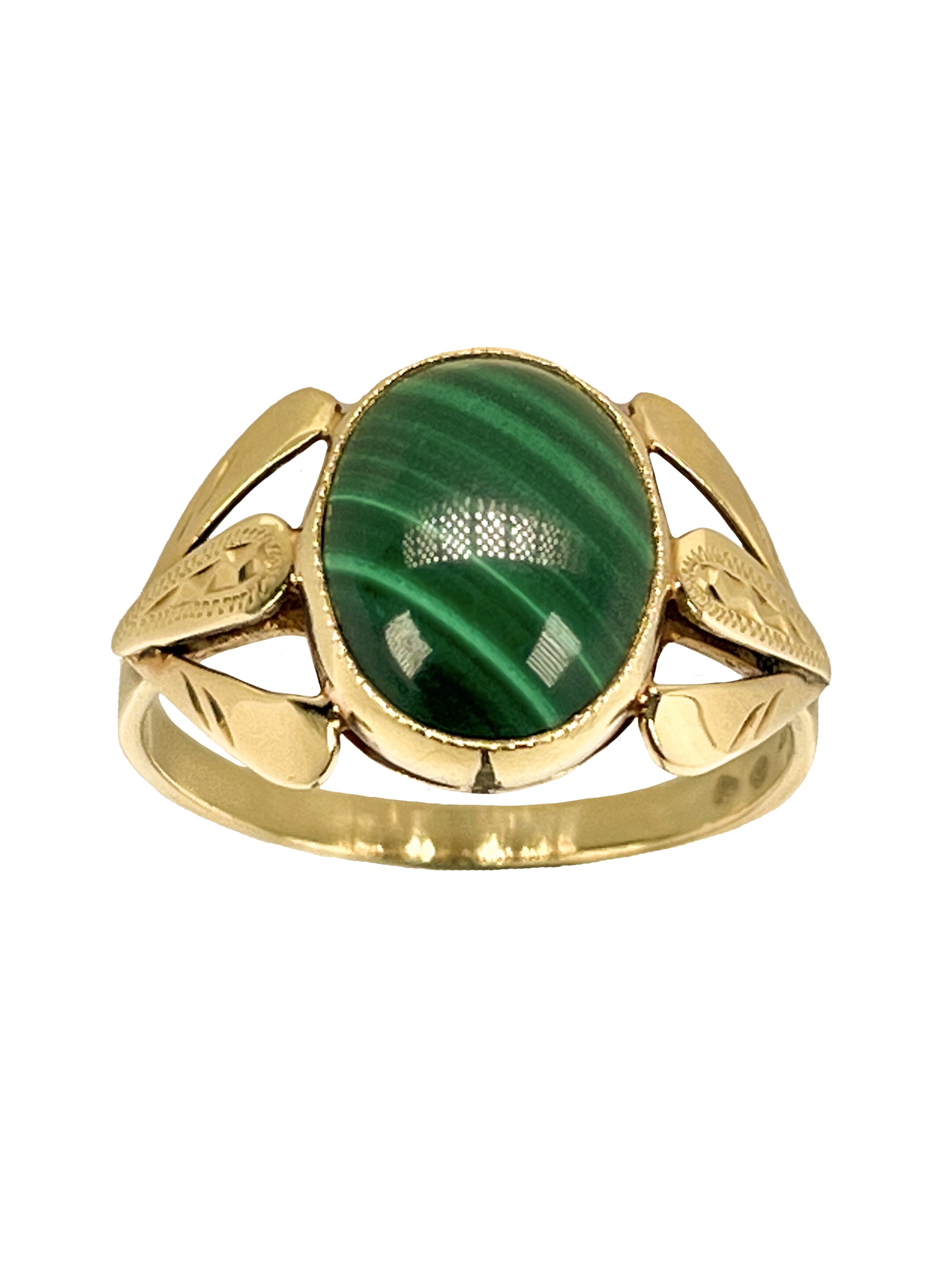 Zelta gredzens ar zaļu malahīta gredzenu